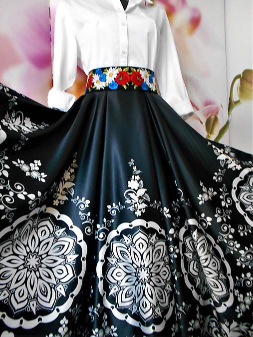 FLORAL FOLK " Slovenská ornamentika ", spoločenská sukňa