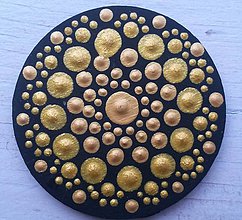 Magnetky - Drevená magnetka maľovaná (Zlatá) - 11572863_