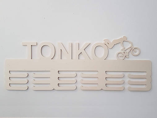 Dekorácie - Vešiak na medaily s menom BMX bajker 55cm - 11572305_