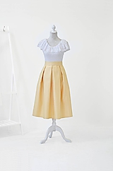 Sukne - Pastelová žltá midi sukňa s vreckami PS - 11569204_