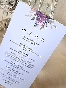 Papiernictvo - Svadobné menu "Aubergine rose" - 11572894_