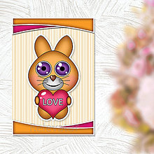 Papiernictvo - Valentínska pohľadnica roztomilé zverky (zajačik) - 11570800_