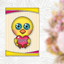 Papiernictvo - Valentínska pohľadnica roztomilé zverky (vtáčik) - 11570801_