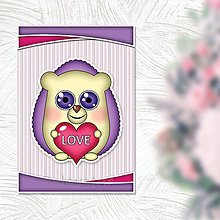 Papiernictvo - Valentínska pohľadnica roztomilé zverky (ježko) - 11570812_