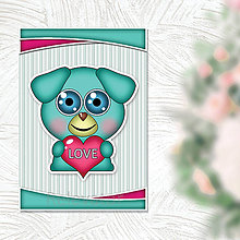 Papiernictvo - Valentínska pohľadnica roztomilé zverky (psík) - 11570817_