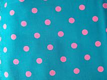 Detský textil - Jediný kúsok - ružové bodky na tyrkysovom podklade - 11576312_