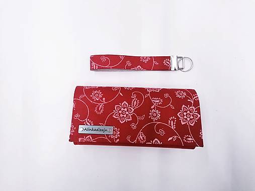 Priehradková peňaženka z ekokože + červené kvety + kľúčenka grátis