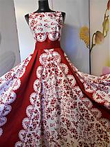  - FLORAL FOLK "Red & White", spoločenské dlhé šaty - 11573671_