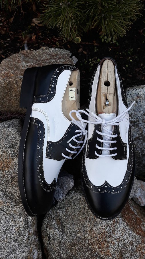 Pánské čierno-bielé topánky z kože