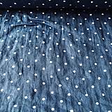 Textil - 100 % predpraný vyzrážaný ľan bodky na kráľovskej modrej - 11574506_