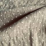 Textil - 100 % predpraný vyzrážaný ľan bodky na béžovej - 11574585_