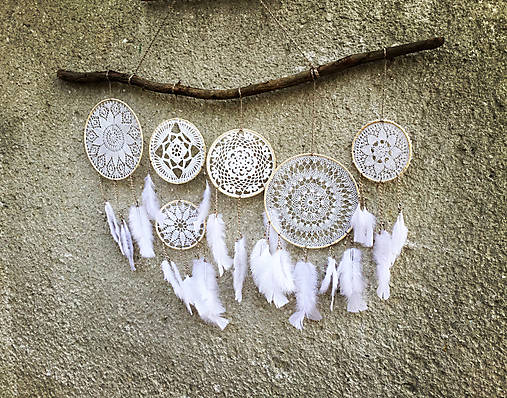  - Háčkovaný Boho Lapač snov - vyrobím na mieru (35 cm) - 11575006_