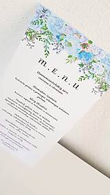 Papiernictvo - Svadobné menu "Blue bouquets" - 11576706_