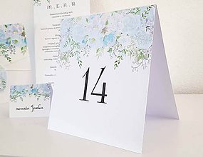 Papiernictvo - Čísla na stôl "Blue bouquets" - 11576732_