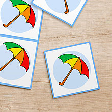 Úložné priestory & Organizácia - Samolepiace štítky detské - príroda a počasie (dúhový dáždnik) - 11573866_