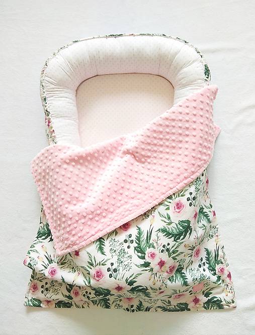 Detský textil - Sada pre novorodenca  (Jemné ružičky + ružové bodky) - 11578506_