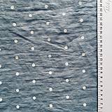 Textil - 100 % predpraný vyzrážaný ľan bodky na svetlobelasej - 11578308_
