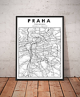 Mapa Praha - černobílá