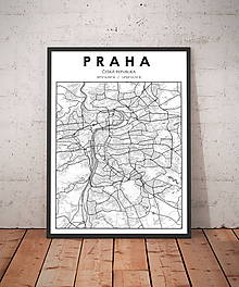 Grafika - Mapa Praha - černobílá - 11578626_
