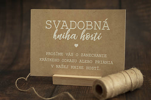 Papiernictvo - Informačná kartička hnedá - Svadobná kniha hostí - 11578998_