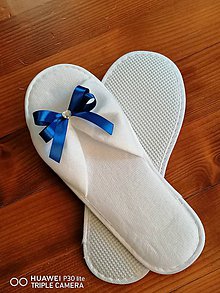 Ponožky, pančuchy, obuv - Svadobné papuče s dvojitou mašličkou a strasovym srdcom - 11577982_