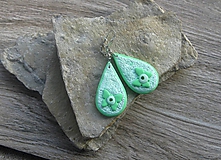 Náušnice - Mentolovo zelené slzičky s motýlikmi, č. 3096 - 11582421_