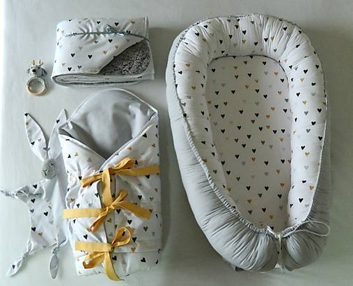 Detský textil - Set pre bábätko - Srdiečka - 11584939_