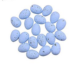 Polotovary - Polystyrénové dekoračné vajíčka 4 x 3 cm, 5 ks (modré) - 11585967_