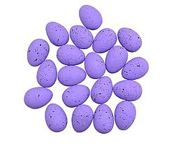 Polotovary - Polystyrénové dekoračné vajíčka 4 x 3 cm, 5 ks (fialové) - 11585982_