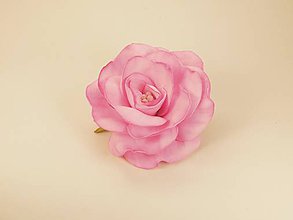 Brošne - Brošňa ružička, cca 6cm - penová hmota Foamiran, biž. kov, ružová 001 - 11587001_