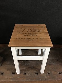 Nábytok - Vintage stolček "Launay" (Hnedý sedák) - 11587590_