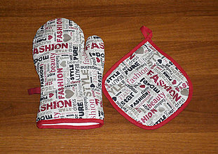 Úžitkový textil - chňapka rukavice + malá chňapka v soupravě - 11589256_