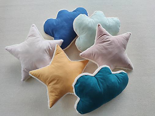 Úžitkový textil - Vankúš HVIEZDA a OBLÁČIK Velvet a 100 % bavlna - 11590285_