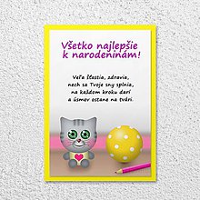 Papiernictvo - Detská izba - pohľadnica pre deti (mačička) - 11590385_