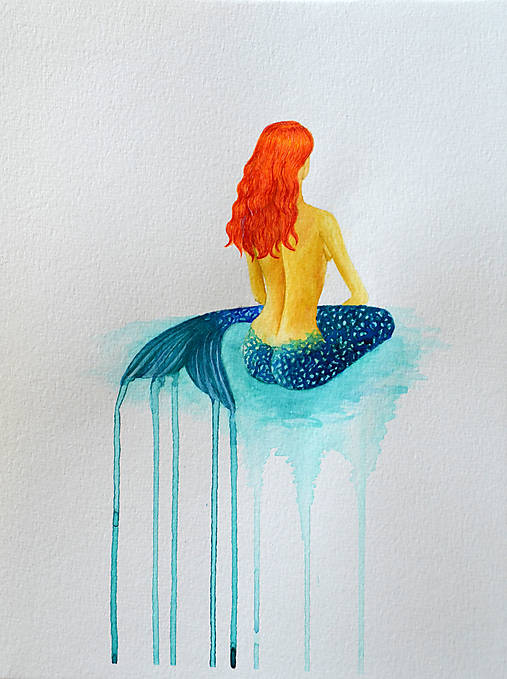 Morská panna - maľba akvarelom