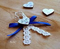 Svadobné pierka - Svadobné pierka pre rodičov a svedkov modrá, farebné srdiečka - 11593731_