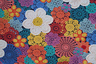 Textil - Hačkované kvety úplet digi - 11591263_