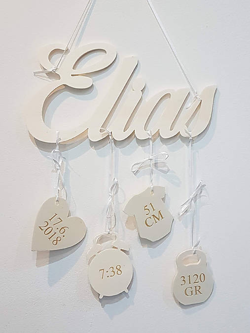 Drevené meno s doplnkami PRÍRODNÉ s laserovaním