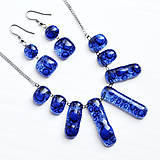 Sady šperkov - Sada šperkov modrá, bublinkové sklo 8+2 - 11592364_