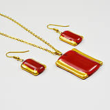 Sady šperkov - Sada šperkov červená, sklo zdobené zlatom - 11593074_