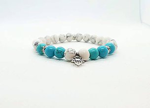 Náramky - Ochranný náramok z prírodných minerálnych kameňov s príveskom „hamsa“ - 11595959_
