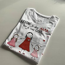 Topy, tričká, tielka - Originálne maľované tričko s 3 postavičkami (KRSTNÁ + dievčatko + dievčatko) - 11596091_