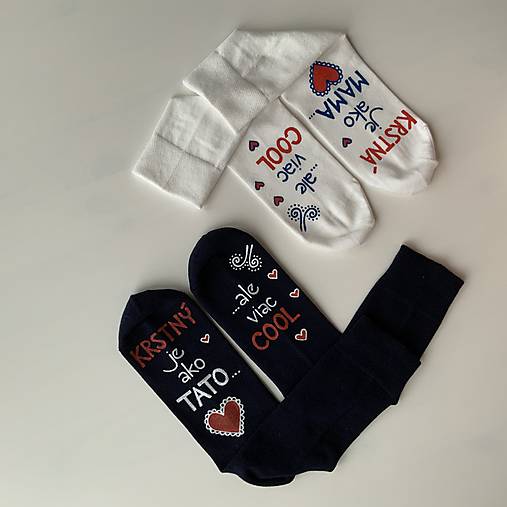 Maľované ponožky pre KRSTNÚ/KRSTNÉHO, ktorí sú výnimoční a COOL (Tmavomodré + biele (sada))