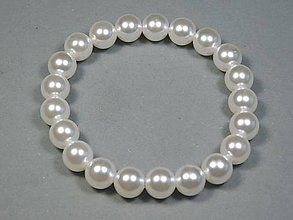 Náramky - Náramok z plastových perlových korálikov - biela - 11602143_