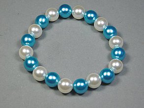 Náramky - Náramok z plastových perlových korálikov - tyrkysovo-biela - 11602239_