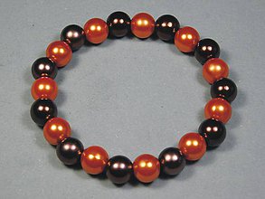 Náramky - Náramok z plastových perlových korálikov  (vnútorný obvod 16,5cm - Hnedá a Oranžová) - 11603058_