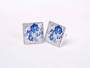 Pánske šperky - manžetové gombíky ľudové modré - 11605746_