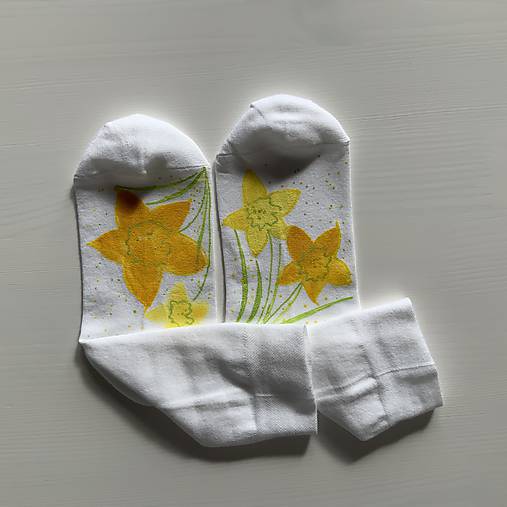Maľované kvetinkové ponožky (Narcisové 1)