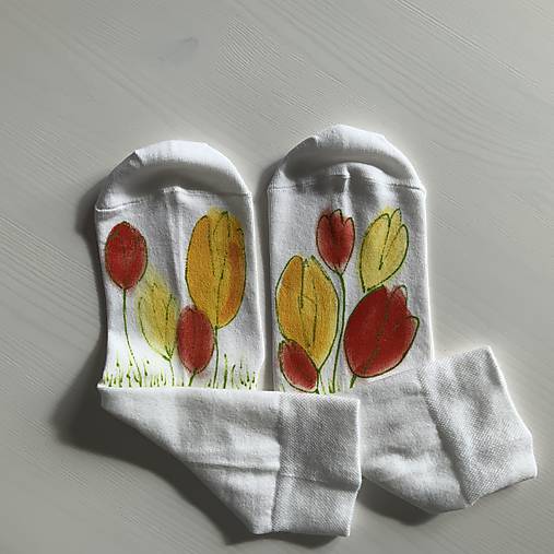 Maľované kvetinkové ponožky (Tulipánové 5)