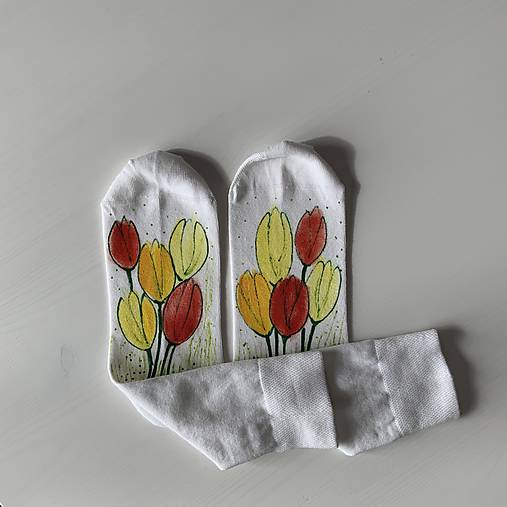 Maľované kvetinkové ponožky (Tulipánové 6)